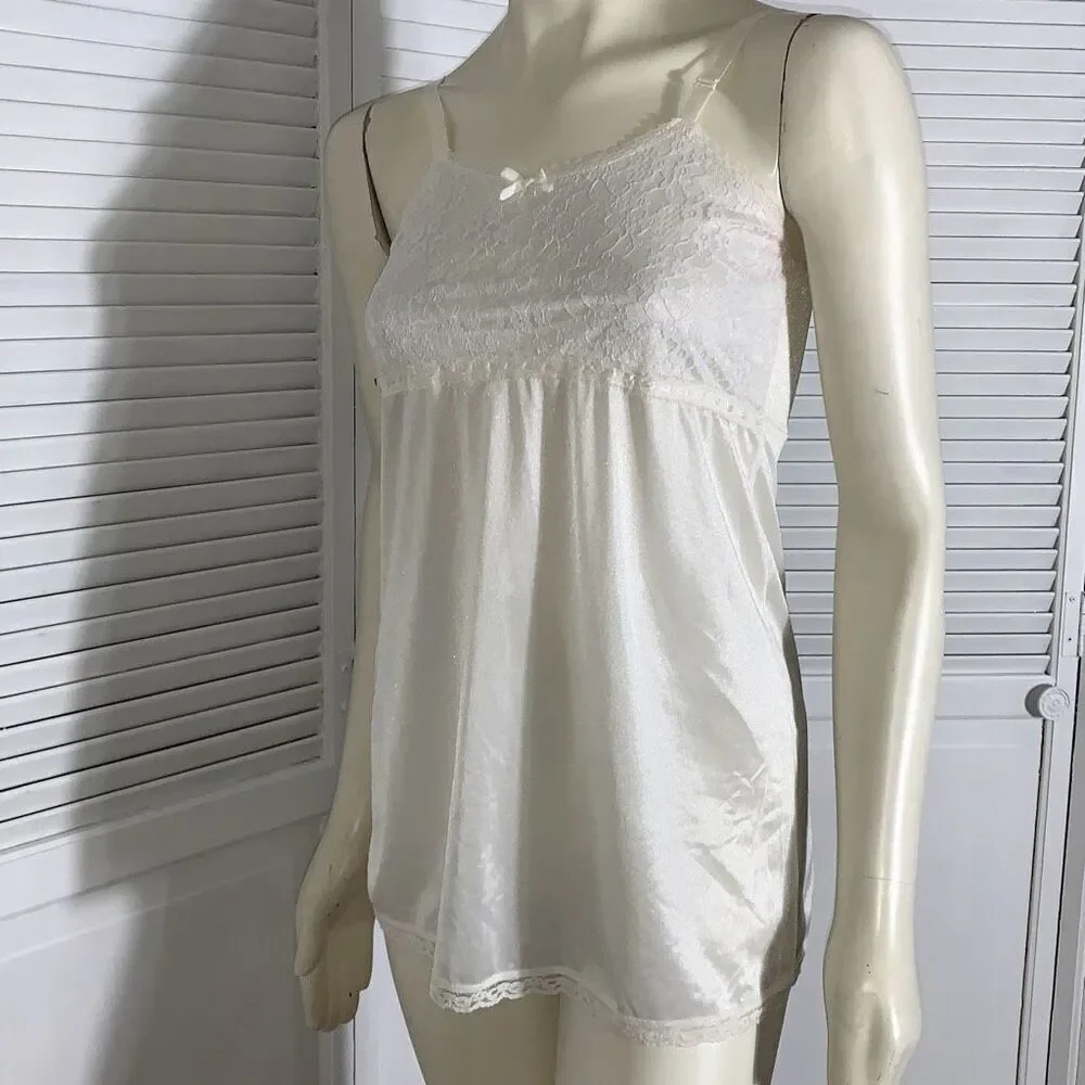 Vintage ILGWU‎ White Empire Waist Short Slip Dress Big Girls 14